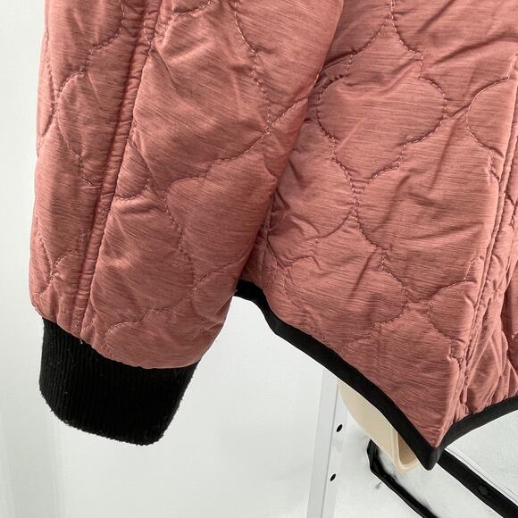 Bernardo Pink Quilted Reversible Floral Lined Zip Front Casual Bomber Jacket L - Picture 10 of 13